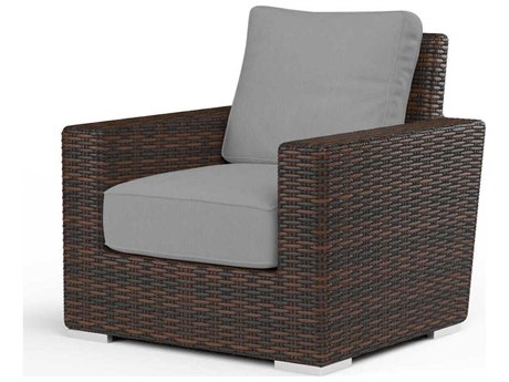 Sunset West Montecito Cognac Wicker Cushion Lounge Chair