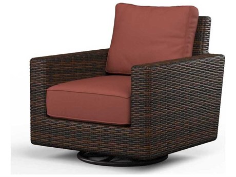 Sunset West Montecito Cognac Wicker Cushion Lounge Chair