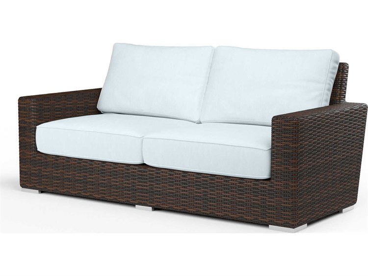 Sunset West Montecito Cognac Wicker Cushion Loveseat