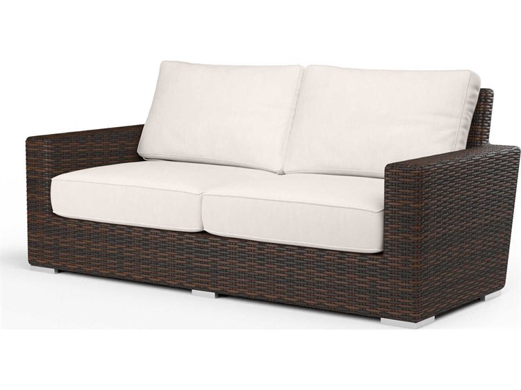 Sunset West Montecito Cognac Wicker Cushion Loveseat