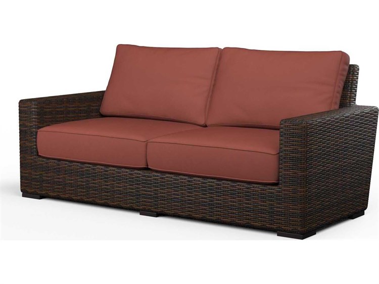 Sunset West Montecito Cognac Wicker Cushion Loveseat