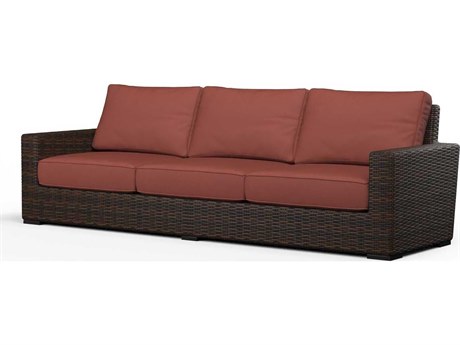 Sunset West Montecito Cognac Wicker Cushion Sofa