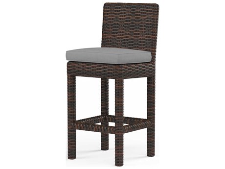 Sunset West Montecito Cognac Wicker Cushion Bar Stool