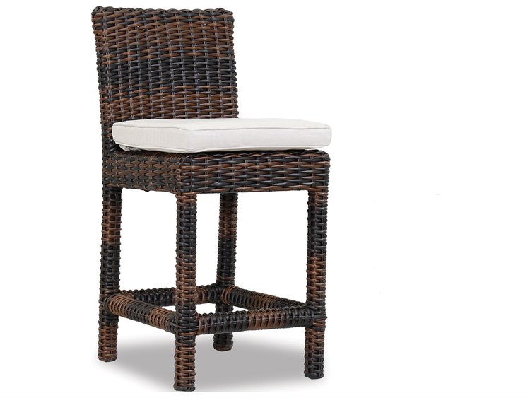Sunset West Montecito Wicker Counter Stool in Canvas Flax with Self Welt