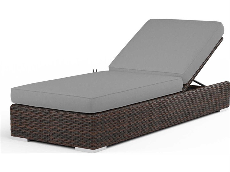 Sunset West Montecito Cognac Wicker Cushion Chaise Lounge