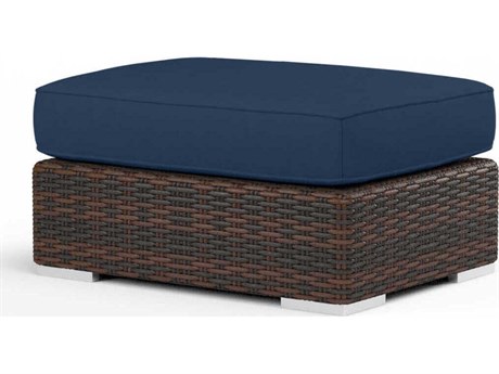 Sunset West Montecito Cognac Wicker Cushion Ottoman