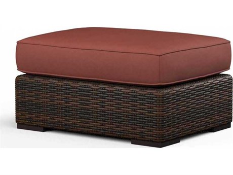 Sunset West Montecito Cognac Wicker Cushion Ottoman