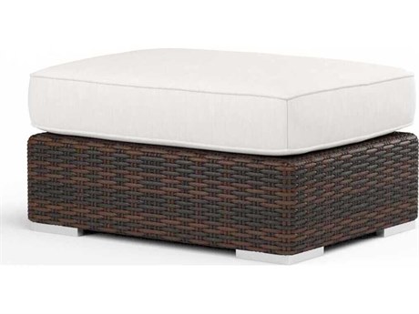 Sunset West Montecito Dark Wood Wicker Cushion Ottoman