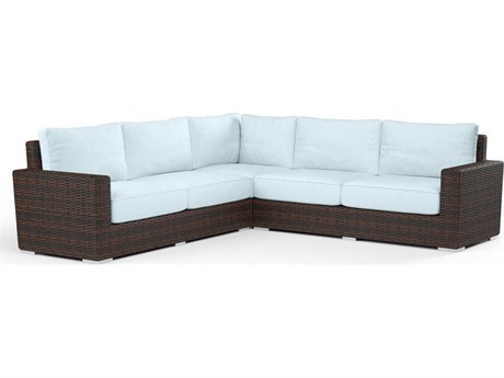 Sunset West Montecito Cognac Wicker Cushion Sofa