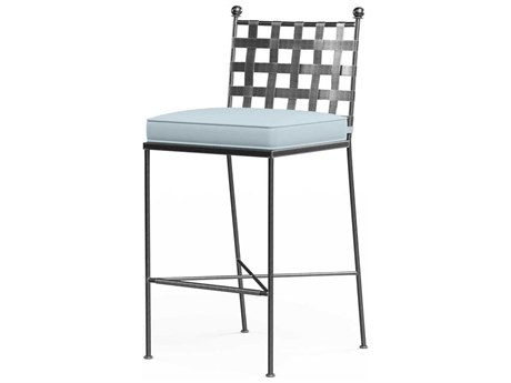 Sunset West Provence Pewter Wrought Iron Cushion Bar Stool
