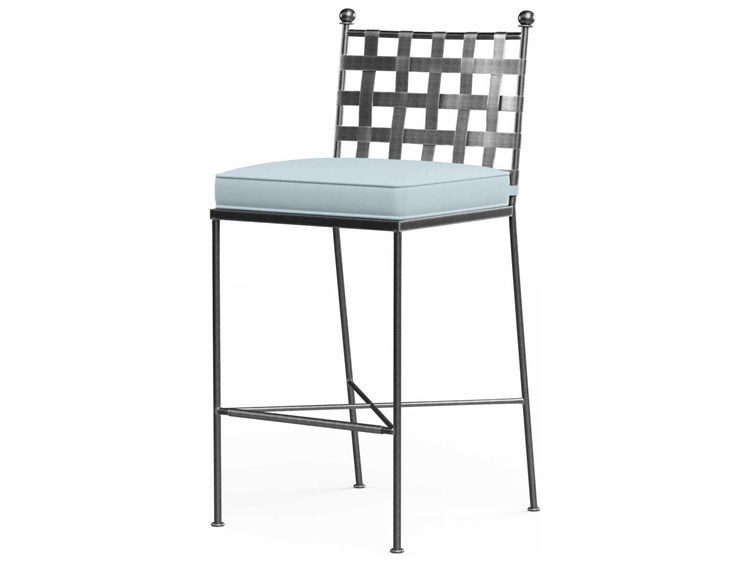 Sunset West Provence Pewter Wrought Iron Cushion Bar Stool