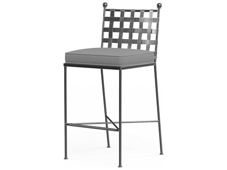 Sunset West Provence Pewter Wrought Iron Cushion Bar Stool