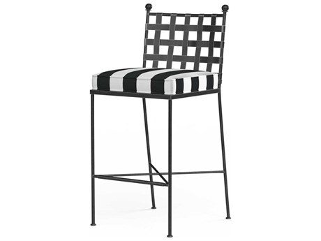 Sunset West Provence Pewter Wrought Iron Cushion Bar Stool