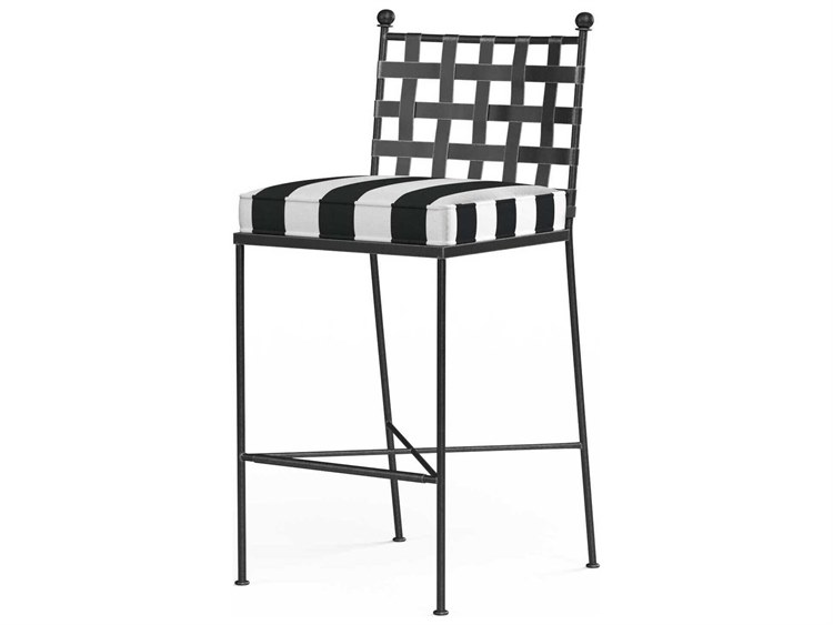 Sunset West Provence Pewter Wrought Iron Cushion Bar Stool