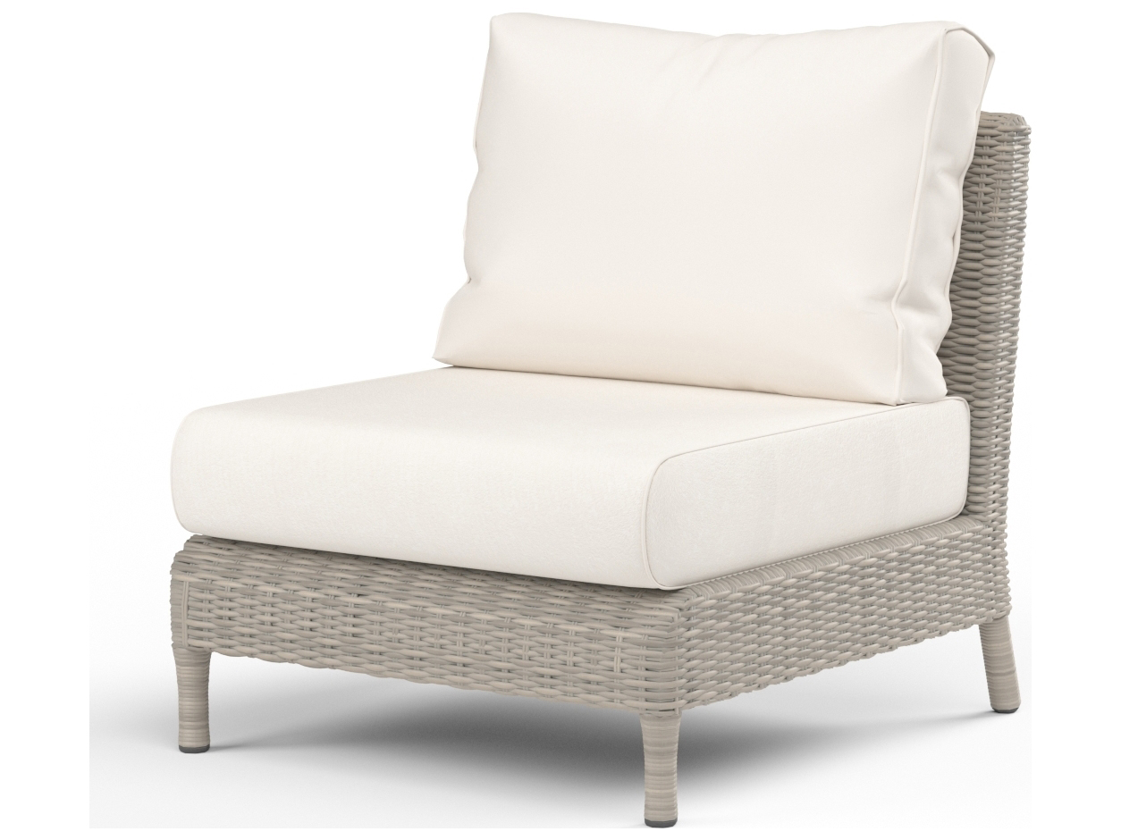 Sunset West Quick Ship Manhattan Wicker Armless Club Chair In Linen Canvas With Self Welt Sw3301ac8353