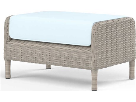 Sunset West Manhattan Gray Wicker Cushion Ottoman