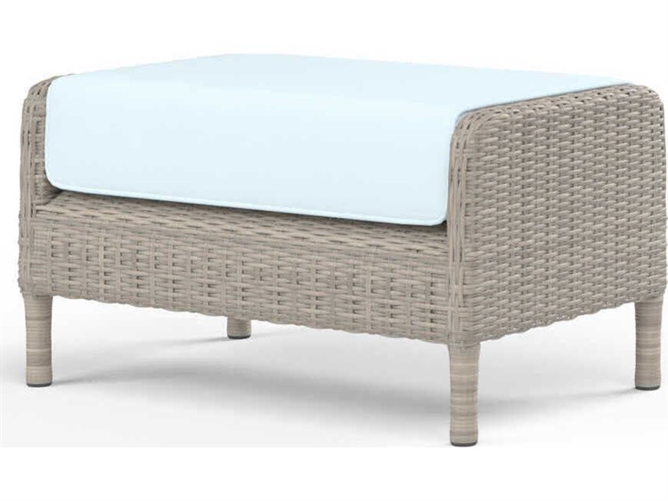 Sunset West Manhattan Gray Wicker Cushion Ottoman