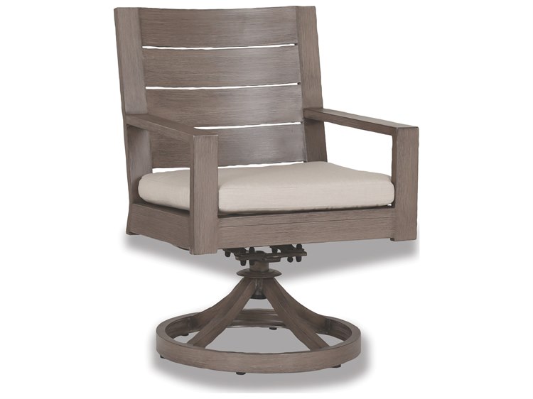 Sunset West Laguna Aluminum Swivel Dining Chair in Canvas Flax