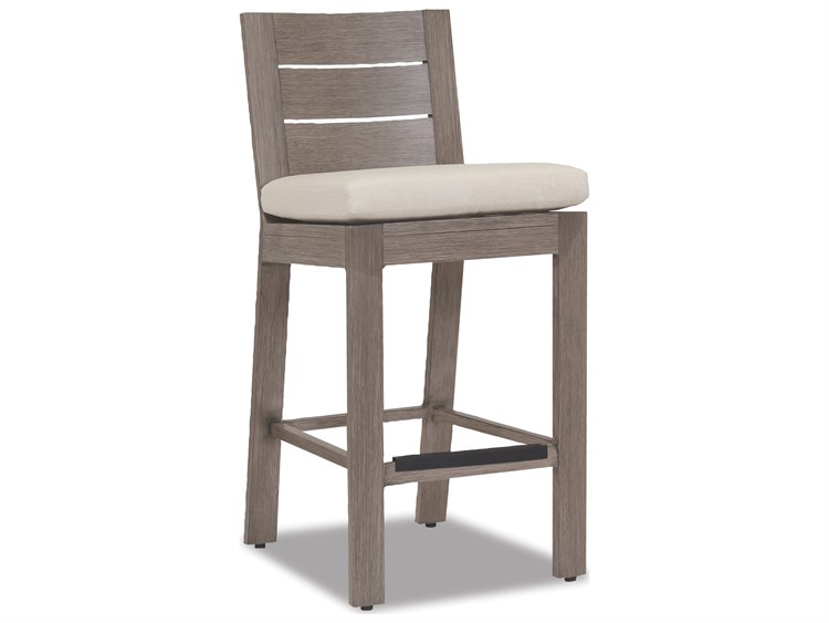 Sunset West Laguna Aluminum Outdoor Patio Bar Stool in Canvas Flax