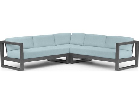 Sunset West Redondo Slate Aluminum Cushion Sofa