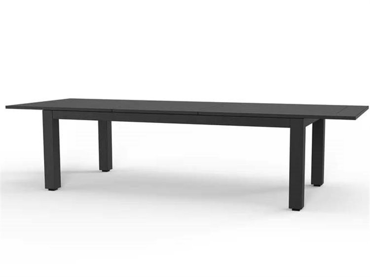 Sunset West Redondo Aluminum Brushed Slate Rectangular Extendable Patio Dining Table