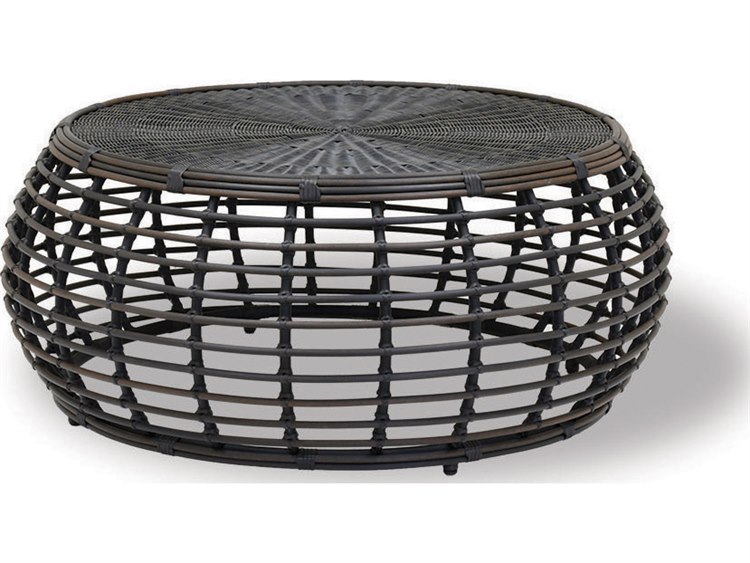 Sunset West Venice Chocolate Brown Wicker 43.5'' Wide Round Coffee Table