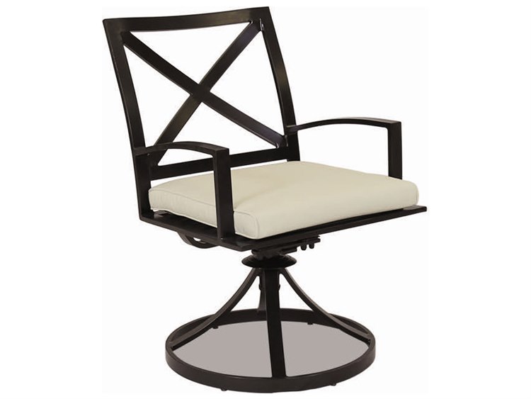Sunset West La Jolla Aluminum Espresso Swivel Dining Chair in Canvas Flax with Self Welt