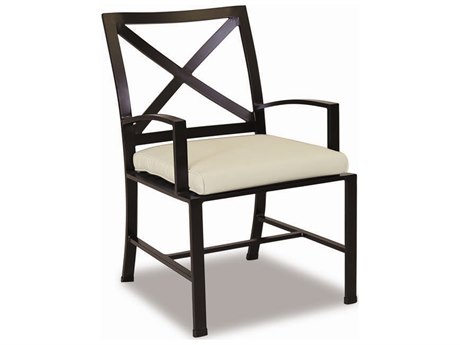 Sunset West La Jolla Aluminum Espresso Dining Chair in Canvas Flax with Self Welt