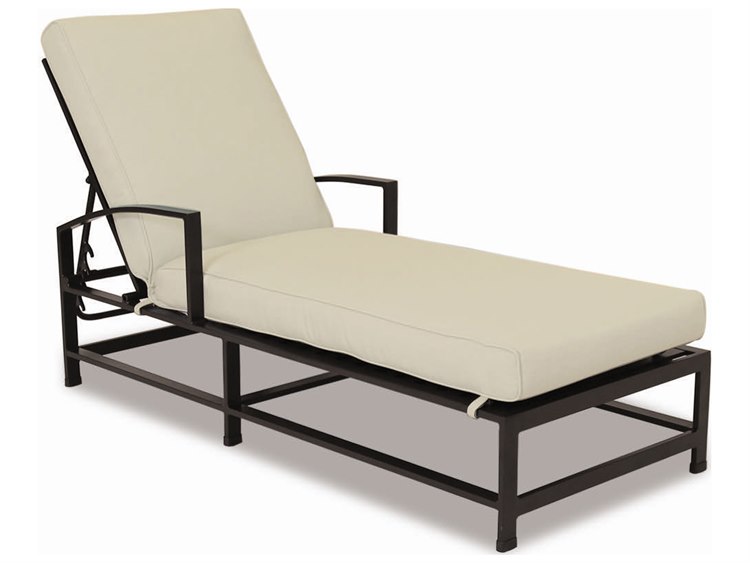 Sunset West La Jolla Aluminum Espresso Chaise Lounge in Canvas Flax with Self Welt