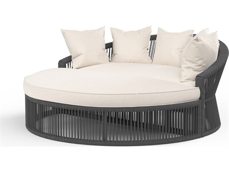 Sunset West Milano Charcoal Wicker Daybed in Echo Ash