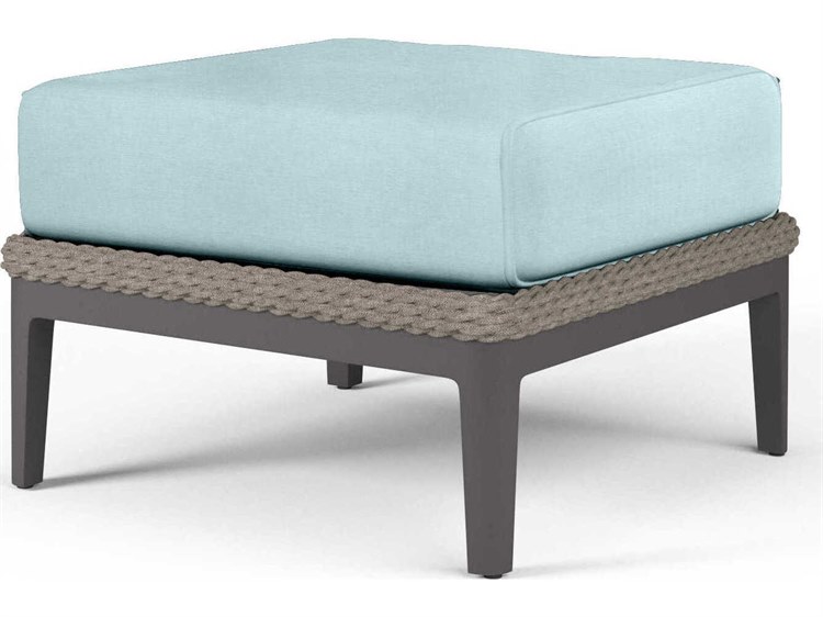 Sunset West Marbella Graphite Rope Cushion Ottoman