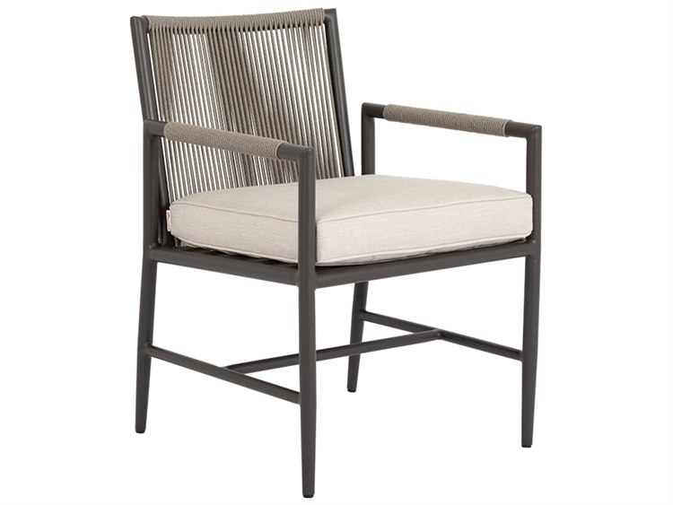 Sunset West Pietra Aluminum Dining Arm Chair in Echo Ash