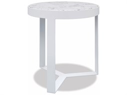 Sunset West Honed Carrara Aluminum Satin White 18'' Wide Round End Table