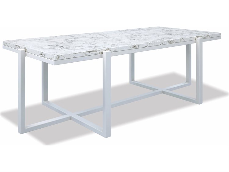 Sunset West Honed Carrara 52'' Wide Aluminum Rectangular Coffee Table