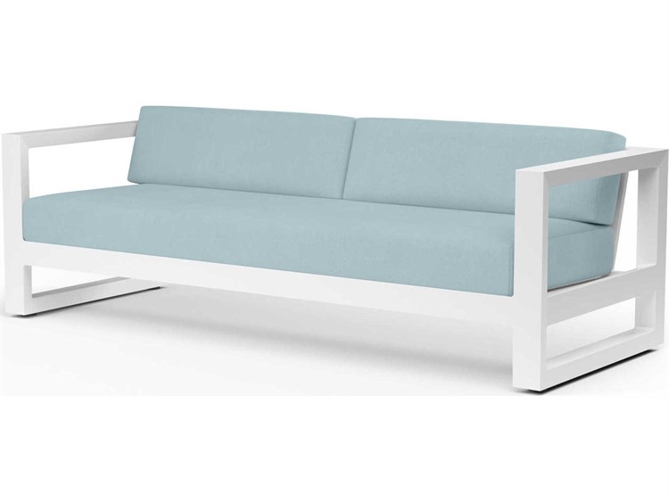 Sunset West Newport Frost Aluminum Cushion Sofa