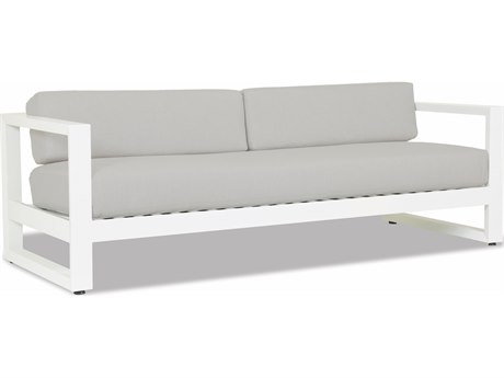 Sunset West Newport Frosted White Aluminum Sofa in Cast Silver