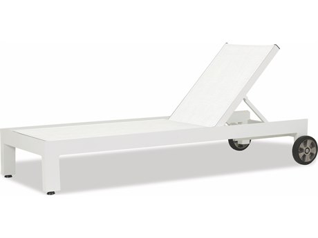 Sunset West Newport Frosted White Aluminum Sling Adjustable Chaise Lounge in White