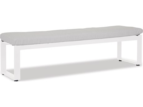Sunset West Newport Frosted White Aluminum Cushion Bench in Cast Silver