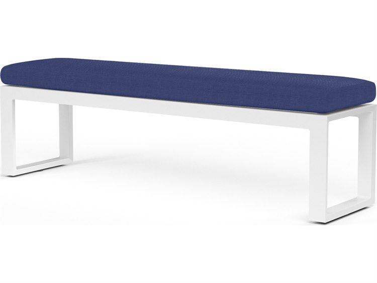 Sunset West Newport Frosted White Aluminum Cushion Bench