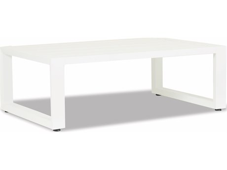 Sunset West Newport Frosted White Aluminum 54''W x 33''D Rectangular Coffee Table