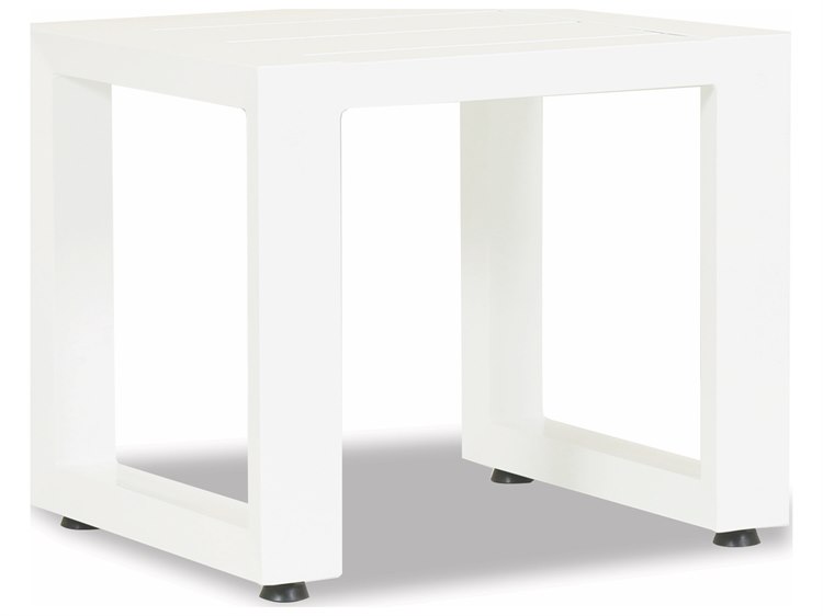 Sunset West Newport Frosted White Aluminum 20'' Wide Square End Table