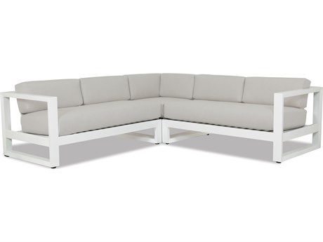 Sunset West Newport Frosted White Aluminum Sectional In Cast Silver 4801 Sec 40433