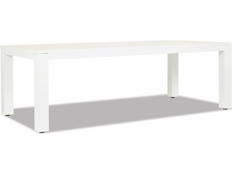 Sunset West Newport Frosted White Aluminum 90''W x 42''D Rectangular Dining Table