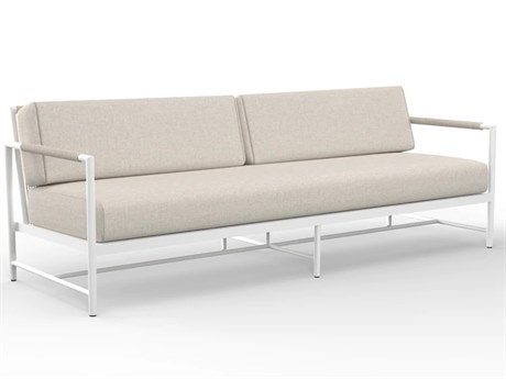 Sunset West Sabbia Aluminum Natural Rope with Satin White Sofa in Echo Ash