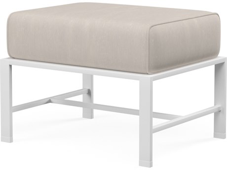 Sunset West Bristol Aluminum Frost Ottoman in Canvas Flax with self welt