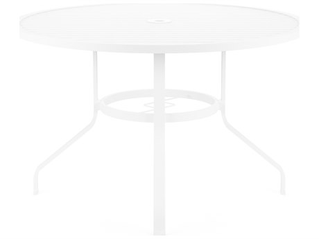 Sunset West Bristol Aluminum Frost 48'' Wide Round Dining Table with Umbrella Hole