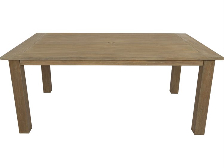 Sunset West Coastal Teak Rectangular Outdoor Dining Table with Umbrella Hole