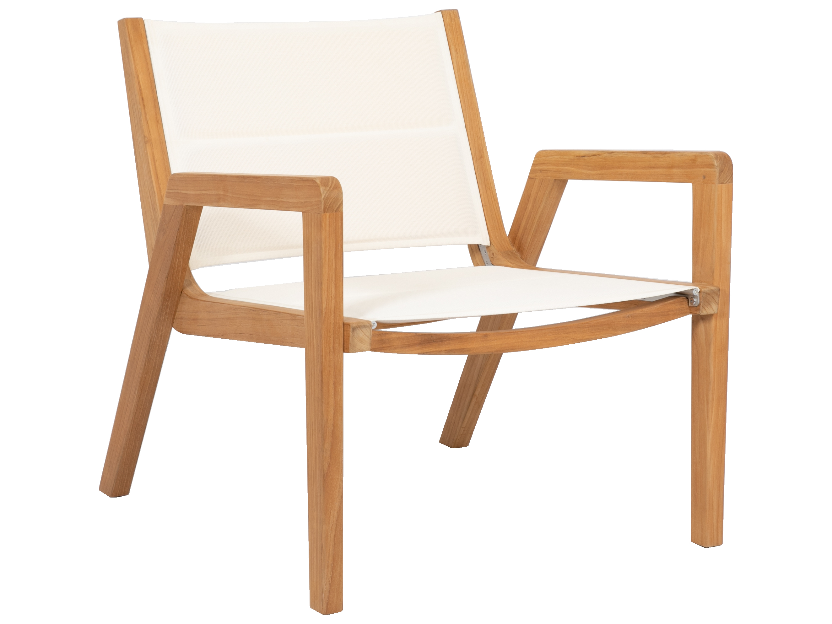 Sunset West Huntington Teak Natural Padded Sling Lounge Chair in