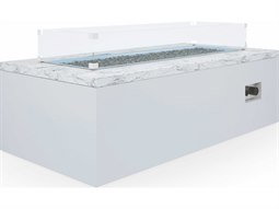 Sunset West White Carrara Marble Aluminum 60''W x 30''D Rectangular Fire Pit Table
