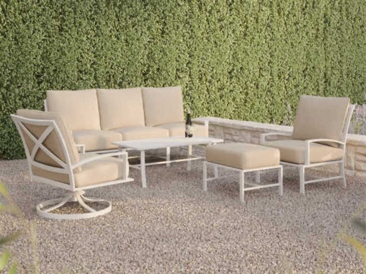 Sunset West Bristol Aluminum Frost Outdoor Patio Lounge Set